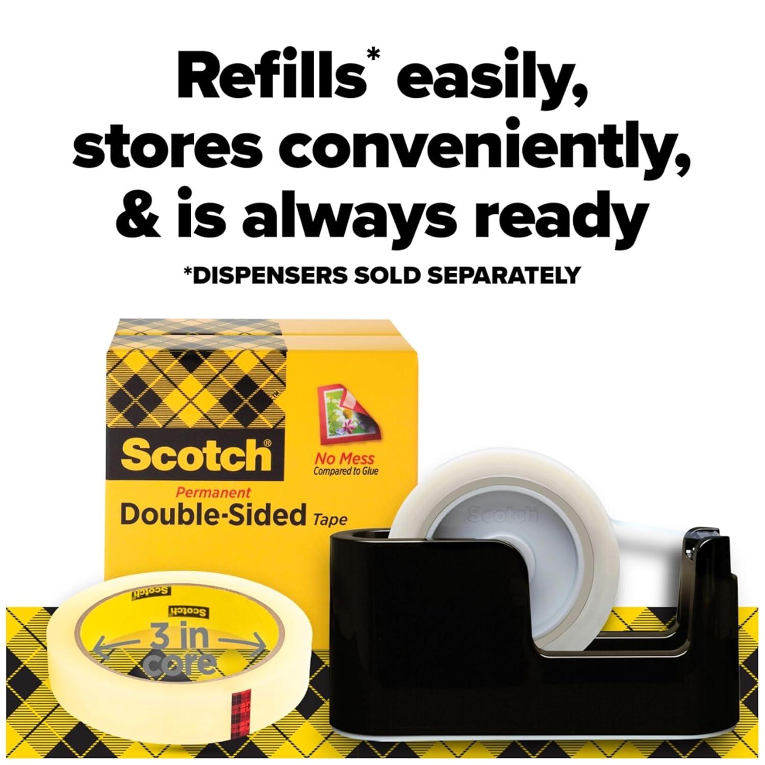 imageScotch Double Sided Tape Office and School Supplies for Arts and Crafts Alternative to Scrapbooking Glue 075 in x 1296 in 1 Tape Refill Roll1 Count Pack of 1