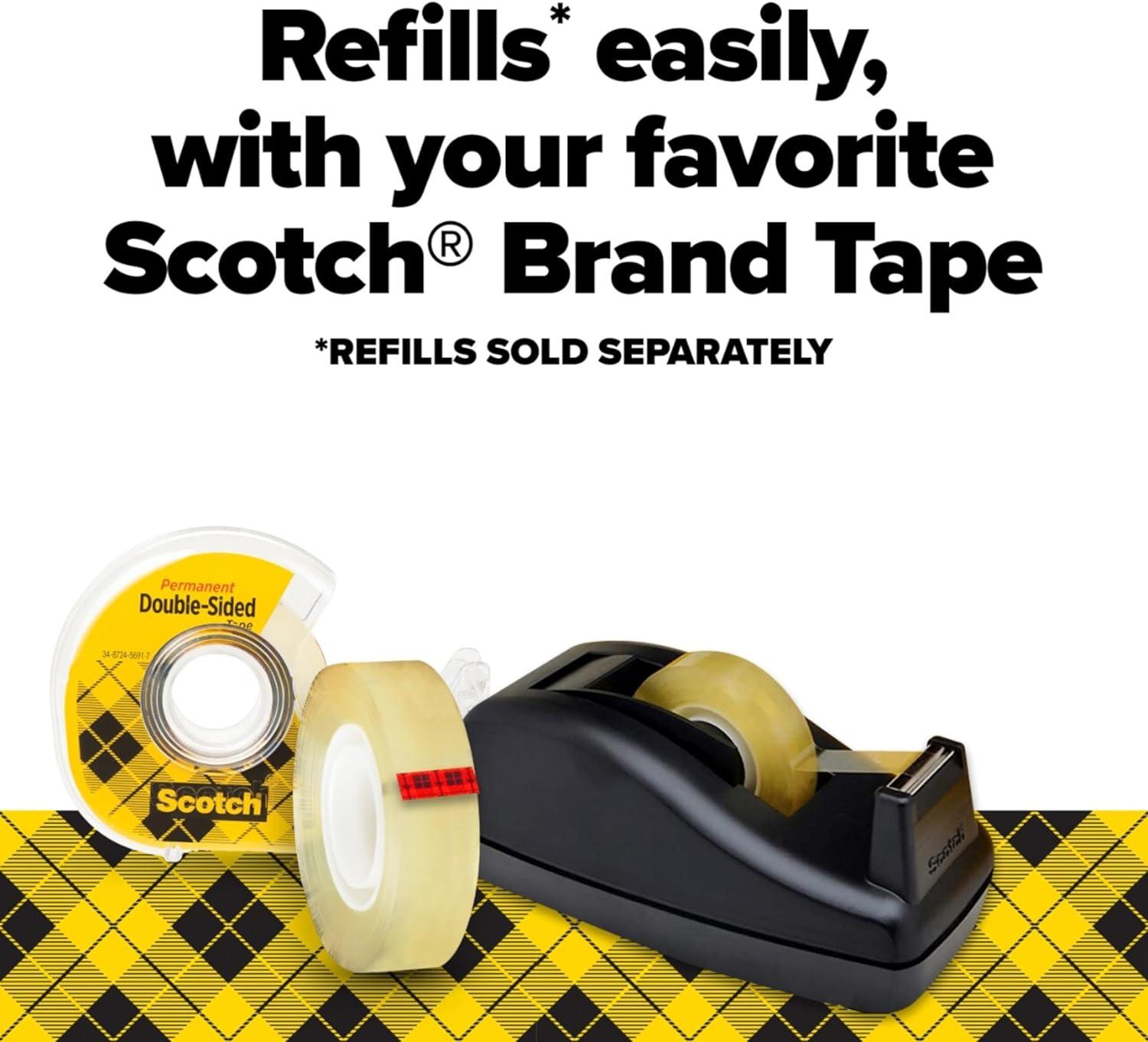 imageScotch Double Sided Tape with Deluxe Desktop Tape Dispenser 12 in x 900 in 1 Dispenser and 6 Refill RollsPack 6656PKC4012 x 900 in Pack of 12