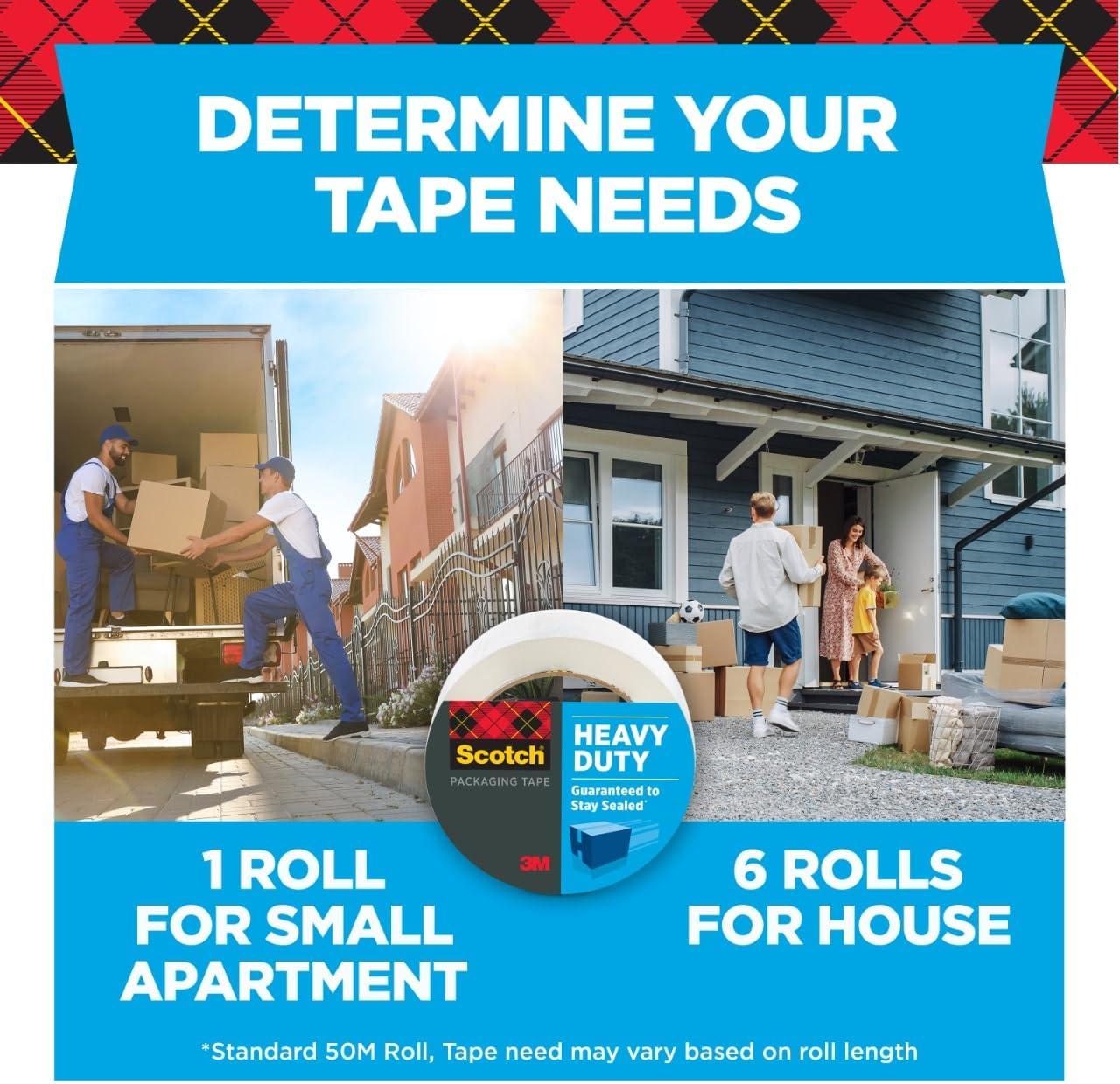 imageScotch Heavy Duty Packaging Tape 188quot x 546 yd Designed for Packing Shipping and Mailing Strong Seal on All Box Types 3quot Core Clear 18 Rolls 385018CPTape