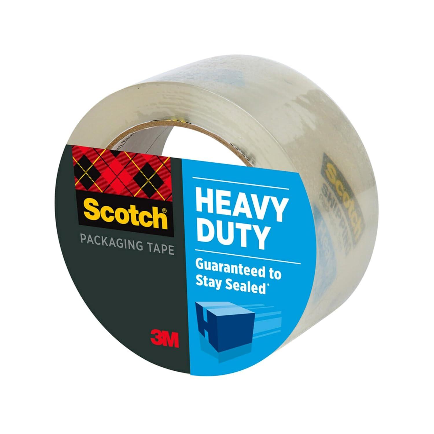 imageScotch Heavy Duty Packaging Tape 188quot x 656 yd Designed for Packing Shipping and Mailing Strong Seal on All Box Types 3quot Core Clear 1 Roll 3850602Pack