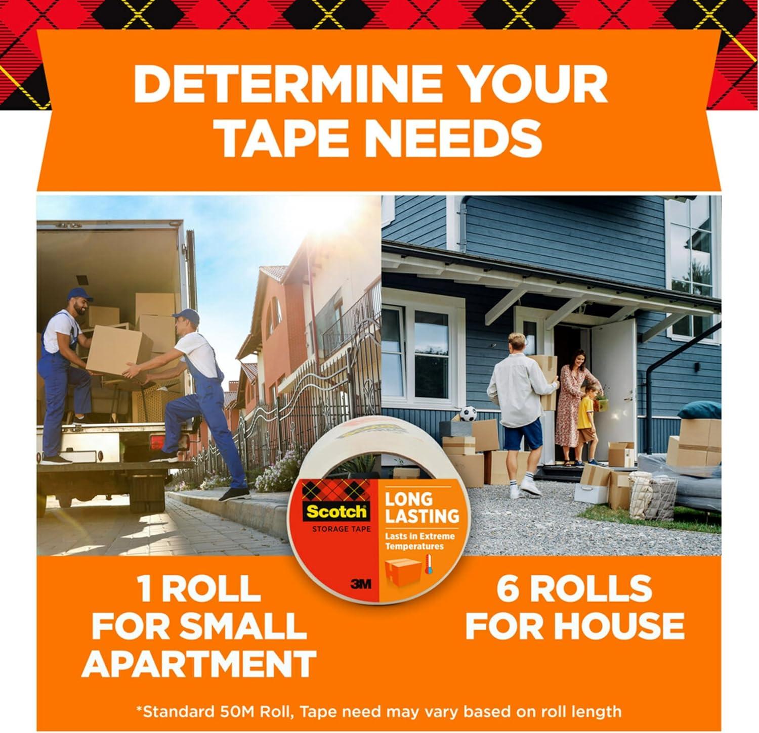 imageScotch Long Lasting Storage Packaging Tape 188quot x 546 yd Designed for Storage and Packing Stays Sealed in Weather Extremes 3quot Core Clear 1 Roll 36501 Roll