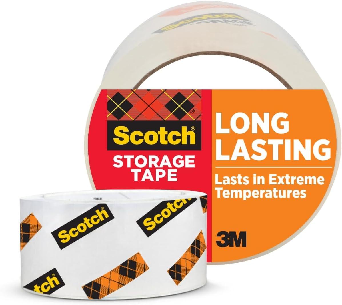 imageScotch Long Lasting Storage Packaging Tape 188quot x 546 yd Designed for Storage and Packing Stays Sealed in Weather Extremes 3quot Core Clear 1 Roll 36501 Roll