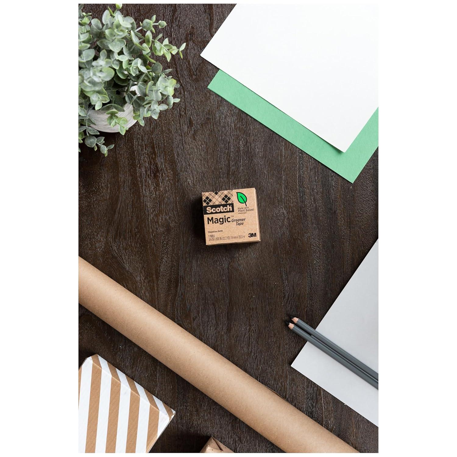 imageScotch Magic Greener Tape 3 Rolls Numerous Applications Invisible Engineered for Repairing 34 x 900 Inches Boxed12 Rolls