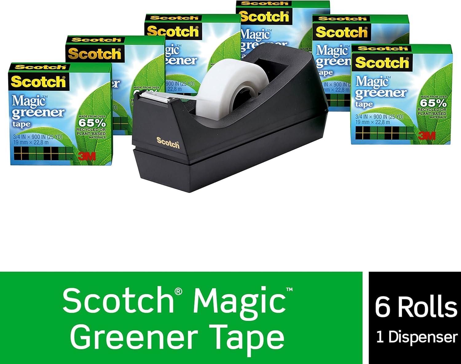imageScotch Magic Greener Tape with Dispenser 34 in x 900 Inches 6 Boxes of Tape and 1 Desktop DispenserTape 34W x 900L