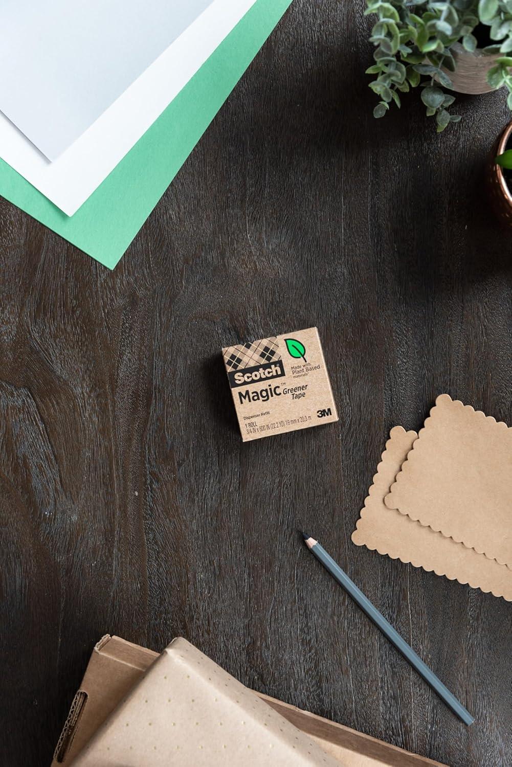 imageScotch Magic Greener Tape with Dispenser 34 in x 900 Inches 6 Boxes of Tape and 1 Desktop DispenserTape 34W x 900L