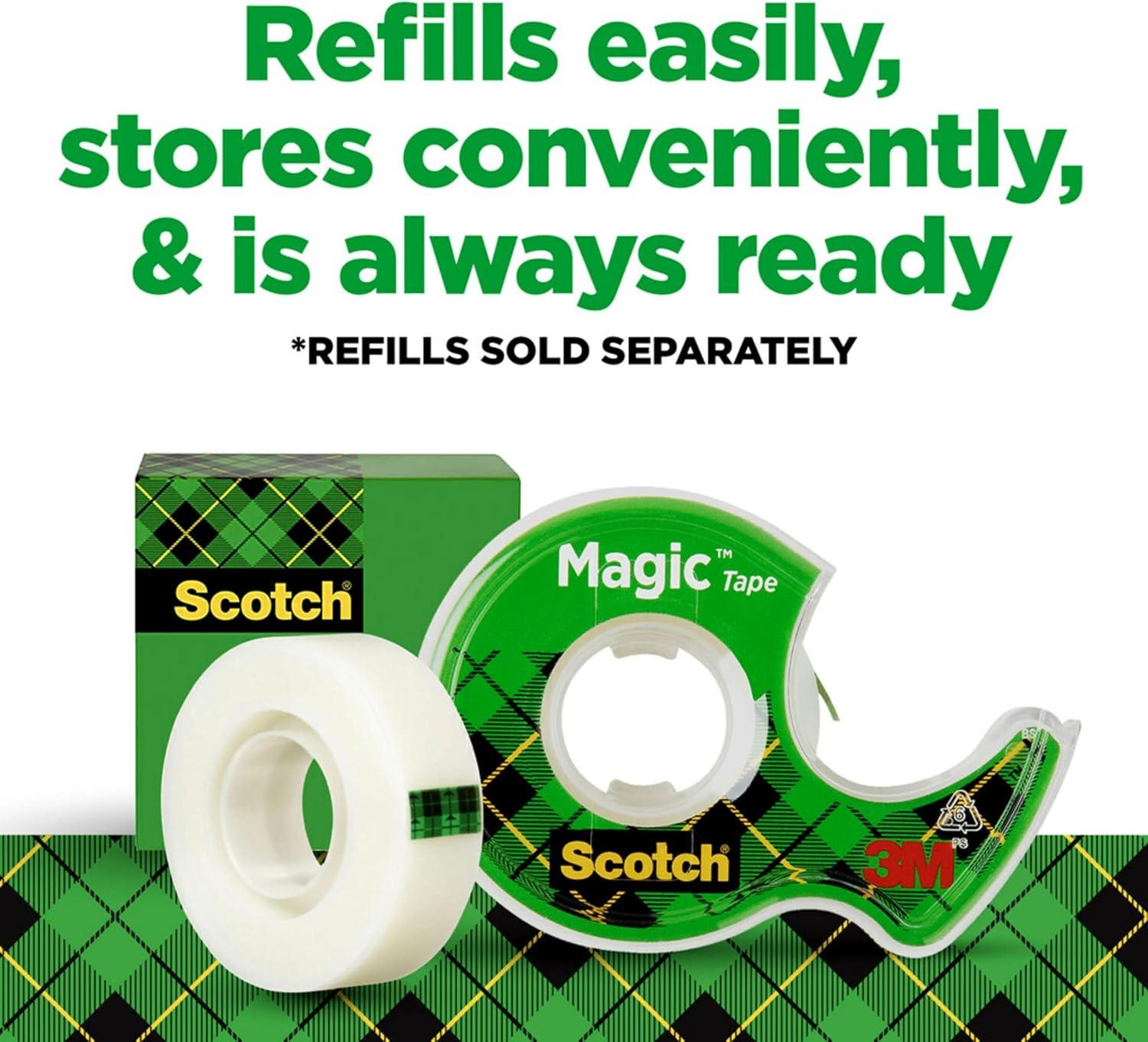 imageScotch Magic Tape 3 Dispensered Rolls Numerous Applications Invisible Clear Tape Engineered for Repairing 34 x 300 Inches