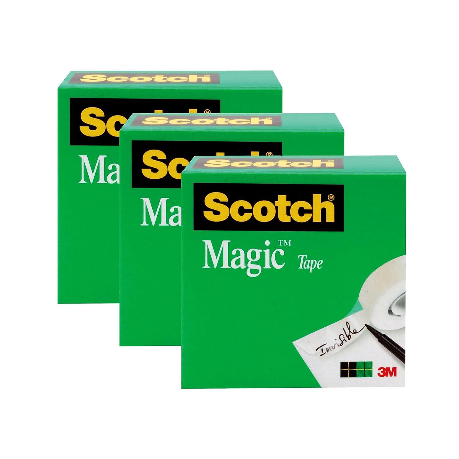 imageScotch Magic Tape 3 Rolls Numerous Applications Invisible Engineered for Repairing 1 x 2592 Inches Boxed1 Inches Width x 2592 Inches Length Pack of 5