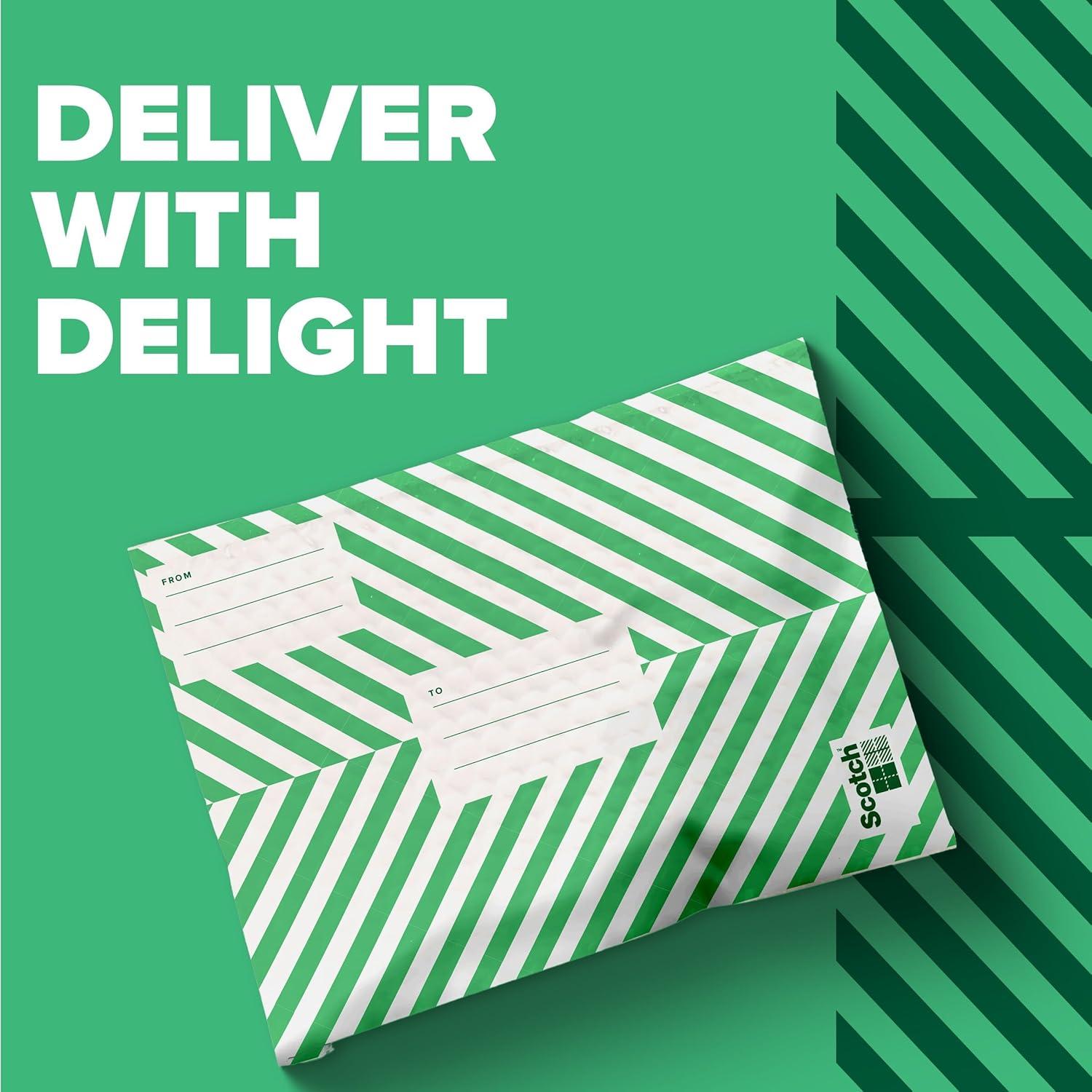 imageScotch Poly Bubble Mailers Assorted Green Designs Size 2 Small 85 in x 11 in 12 MailersGreen