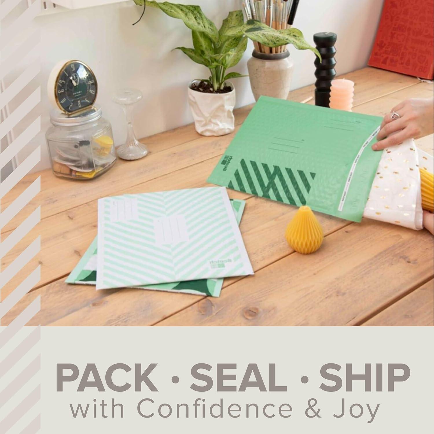 imageScotch Poly Bubble Mailers Assorted Green Designs Size 2 Small 85 in x 11 in 12 MailersGreen