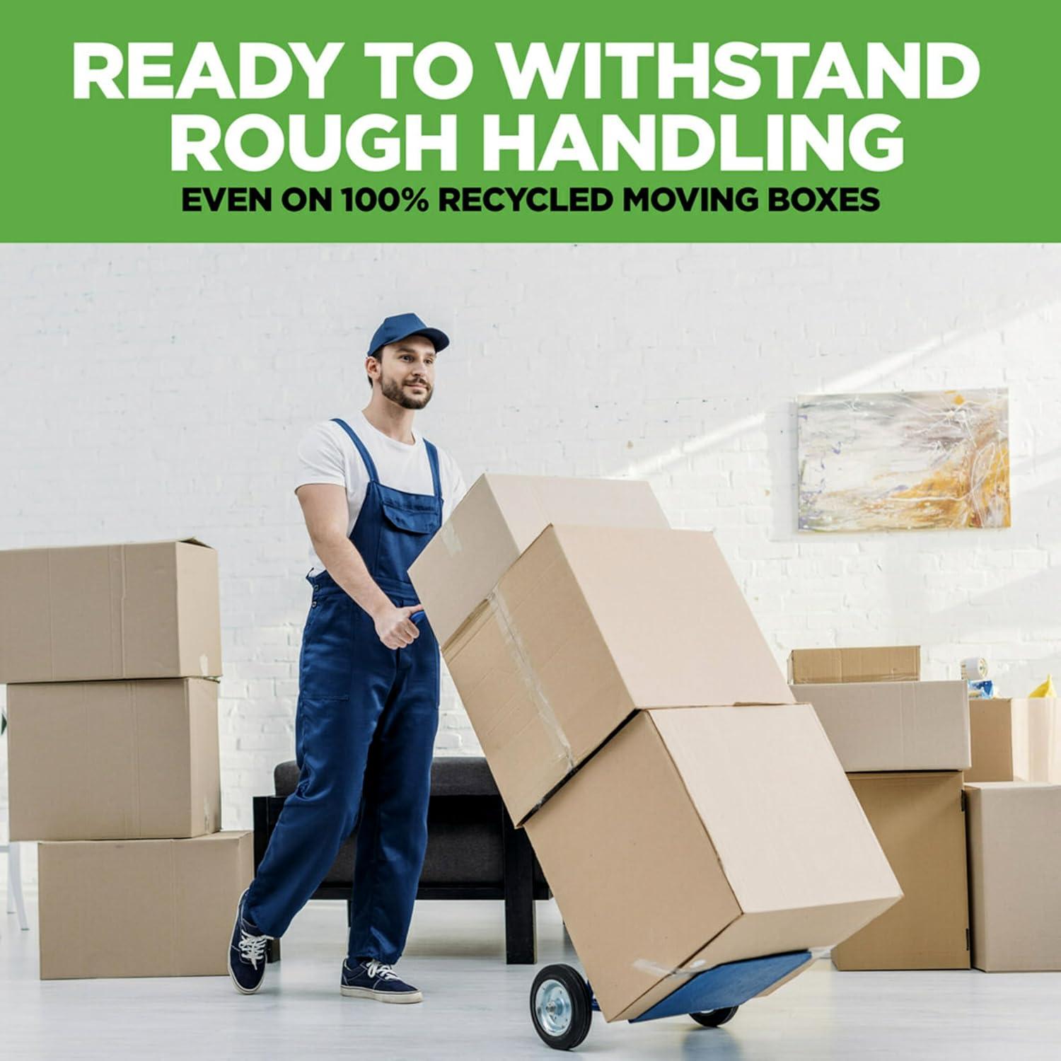 imageScotch Tough Grip Moving Packing Tape Clear Moving Tape That Secures Boxes up to 80 Pounds 188 in x 382 yd 3 Tape Rolls3 Rolls