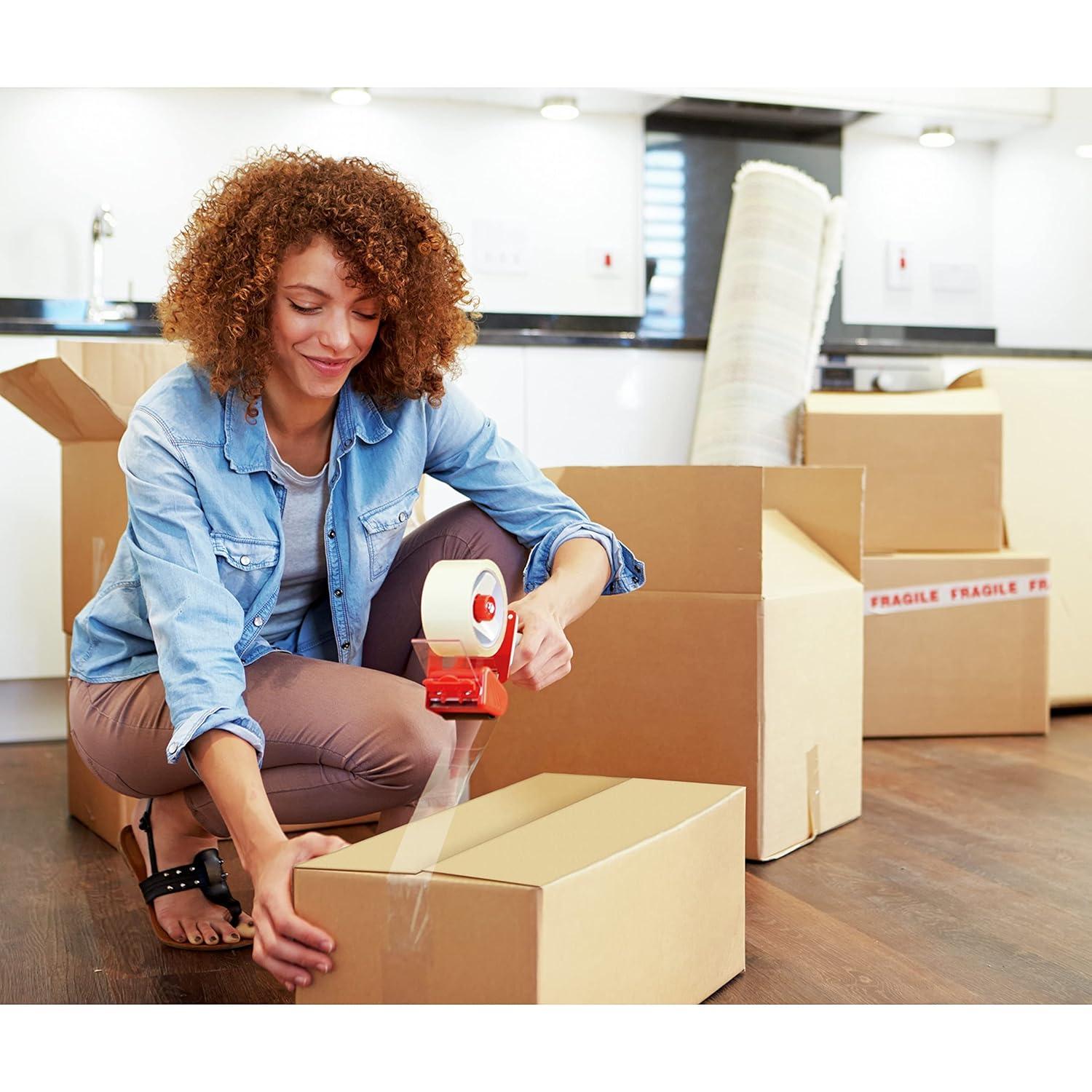 imageScotch Tough Grip Moving Packing Tape Clear Moving Tape That Secures Boxes up to 80 Pounds Holiday Shipping Tape for Large Boxes 188 in x 546 yd 1 Tape Roll1 Roll Pack of 2