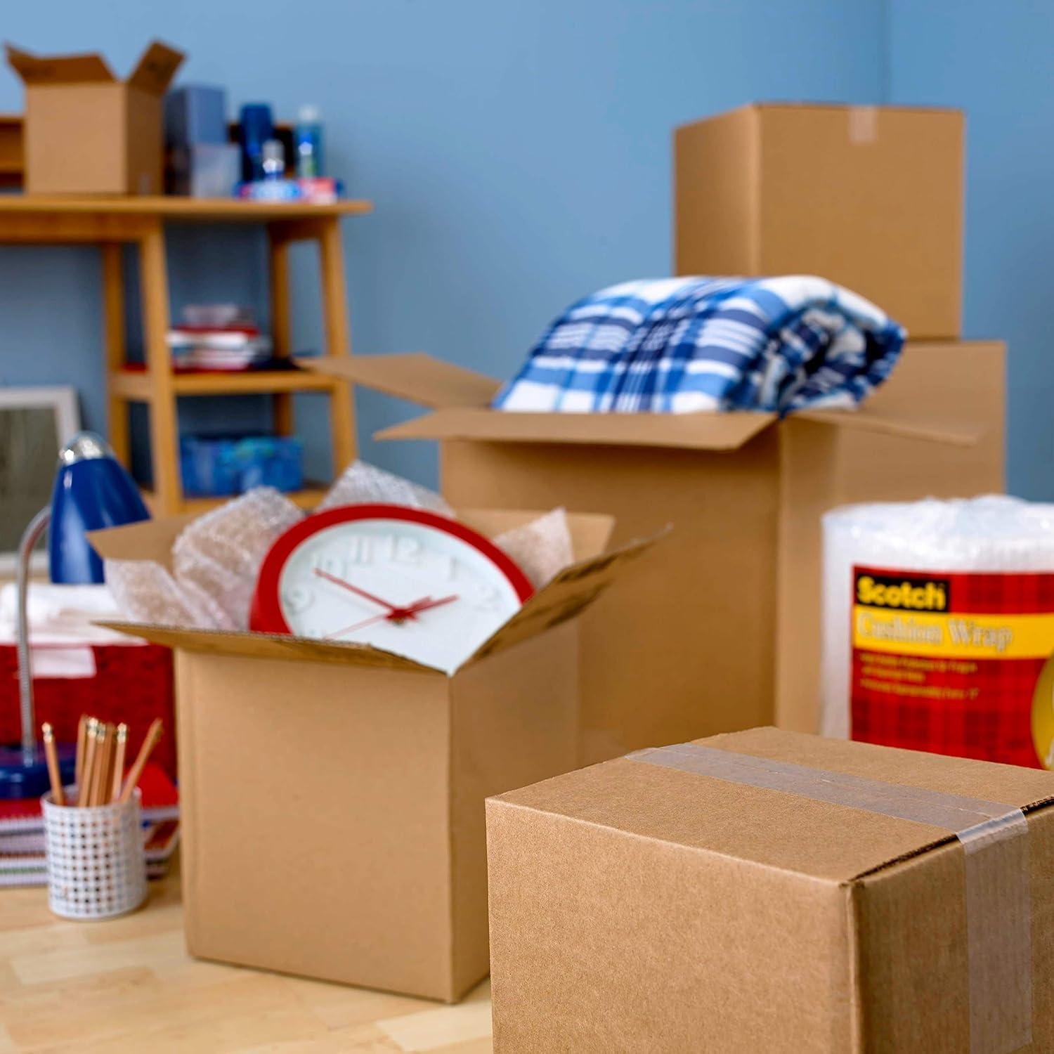 imageScotch Tough Grip Moving Packing Tape Clear Moving Tape That Secures Boxes up to 80 Pounds Holiday Shipping Tape for Large Boxes 188 in x 546 yd 1 Tape Roll1 Roll