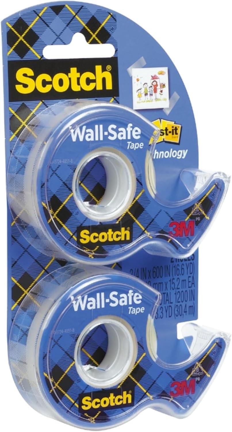 imageScotch WallSafe Tape 1 Dispenser Roll Clear Removable Wall Tape with Matte Finish for Hanging Photos Art and Dcor 34 in x 650 in2 Rolls