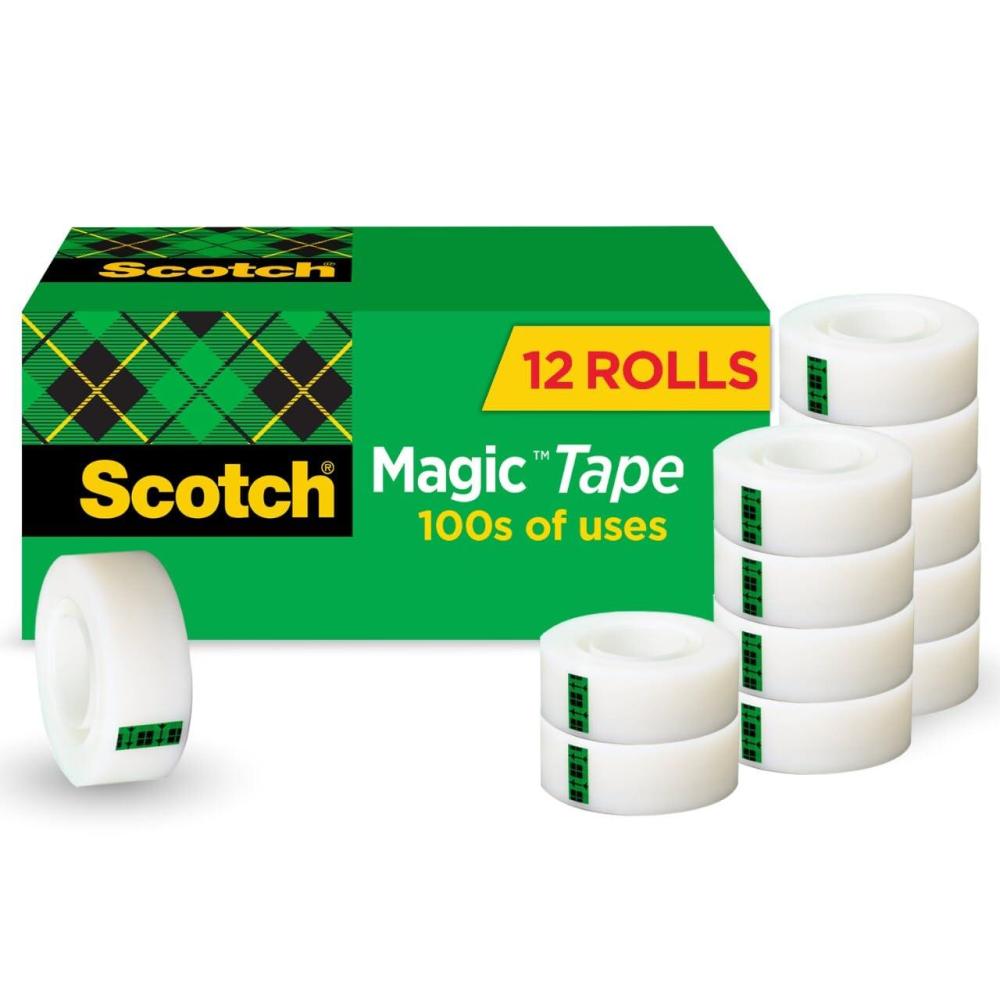 imageScotch Brand Magic Tape Standard Width Engineered for Office and Home Use Matte Finish 34 x 1296 Inches Boxed 6 Rolls 8106PK Transparent12 Rolls