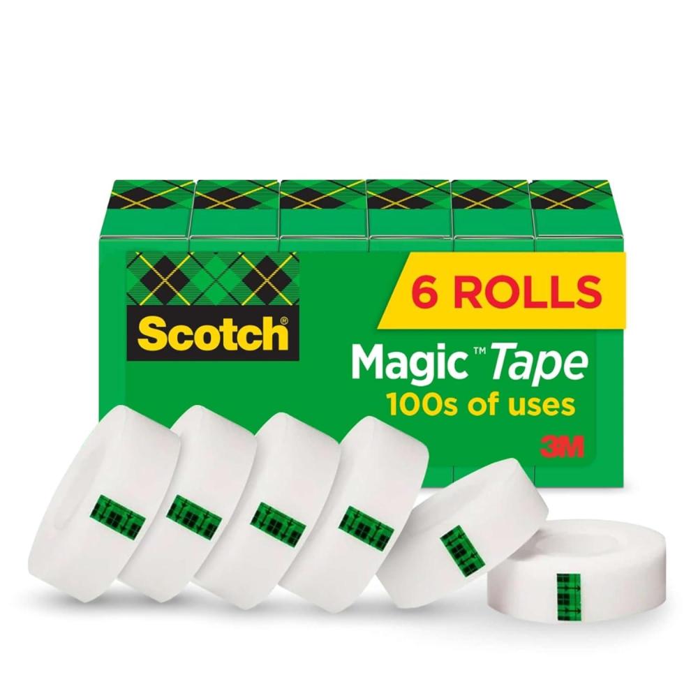imageScotch Brand Magic Tape Standard Width Engineered for Office and Home Use Matte Finish 34 x 1296 Inches Boxed 6 Rolls 8106PK Transparent6 Rolls