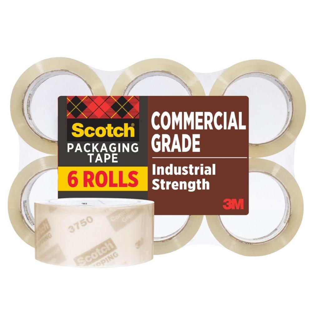 imageScotch Commercial Grade Shipping Packaging Tape 188quot x 546 yd Designed for Packing Shipping and Mailing Guaranteed to Stay Sealed 3quot Core Clear 6 Rolls 375066 Rolls