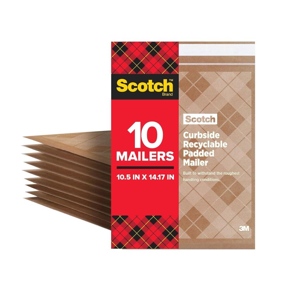 imageScotch Curbside Recyclable Padded Mailers 1 Pack 105 x 1475 in Similar impact protection to traditional bubble mailers CR51105 in x 1475 in