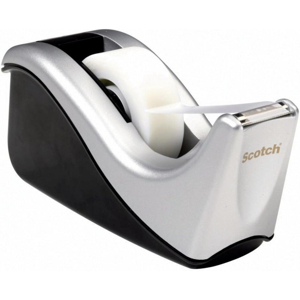 imageScotch Desktop Tape Dispenser Silvertech TwoTone C60ST1 Count Pack of 1