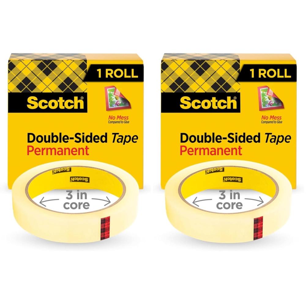 imageScotch Double Sided Tape Office and School Supplies for Arts and Crafts Alternative to Scrapbooking Glue 075 in x 1296 in 1 Tape Refill Roll1 Count Pack of 2