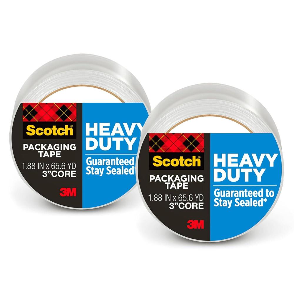 imageScotch Heavy Duty Packaging Tape 188quot x 656 yd Designed for Packing Shipping and Mailing Strong Seal on All Box Types 3quot Core Clear 1 Roll 3850602Pack