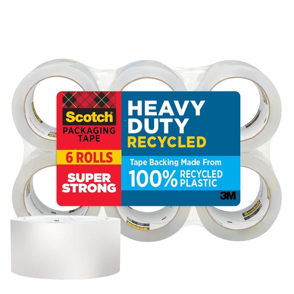 imageScotch Heavy Duty Recycled Packaging Tape Shipping and Packing Tape 188 in x 546 yd 6Pack