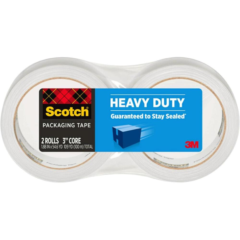 imageScotch Heavy Duty Shipping Packaging Tape 188 in x 546 yd Designed for Packing Shipping and Mailing Strong Seal on All Box Types 3Inch Core 2 Rolls
