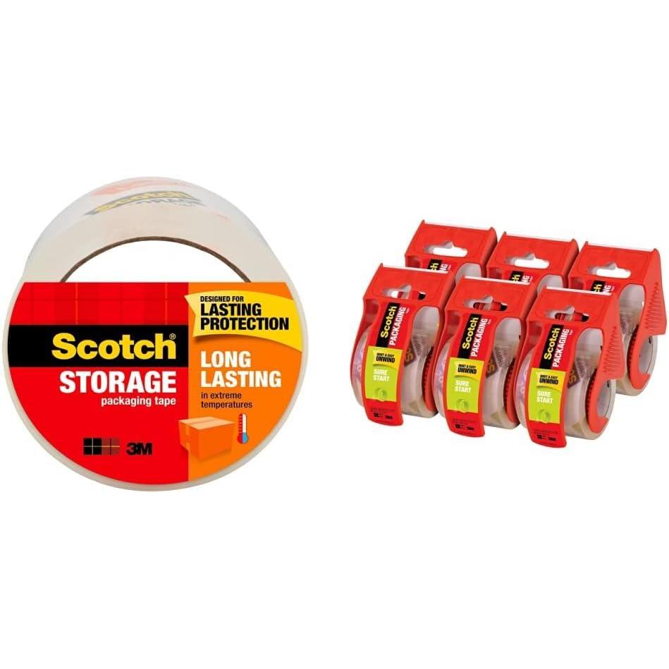 imageScotch Long Lasting Storage Packaging Tape 188quot x 546 yd Designed for Storage and Packing Stays Sealed in Weather Extremes 3quot Core Clear 1 Roll 36501 Roll