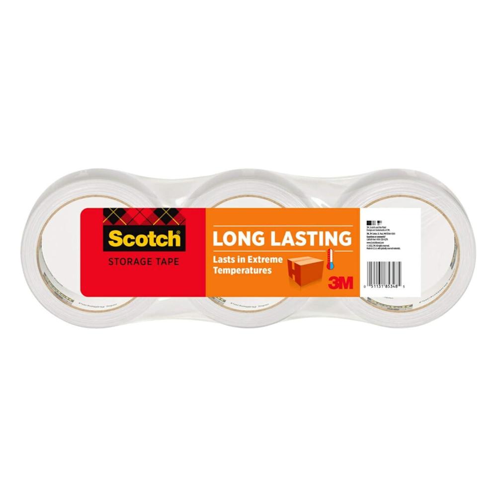 imageScotch Long Lasting Storage Packaging Tape 188quot x 546 yd Designed for Storage and Packing Stays Sealed in Weather Extremes 3quot Core Clear 3 Rolls 365033 Rolls