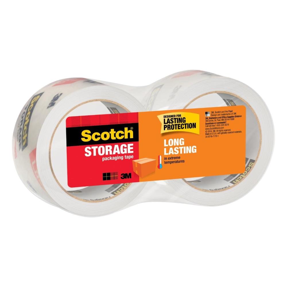 imageScotch Long Lasting Storage Packaging Tape 188quot x 546 yd Designed for Storage and Packing Stays Sealed in Weather Extremes 3quot Core Clear 3 Rolls 365032 Rolls