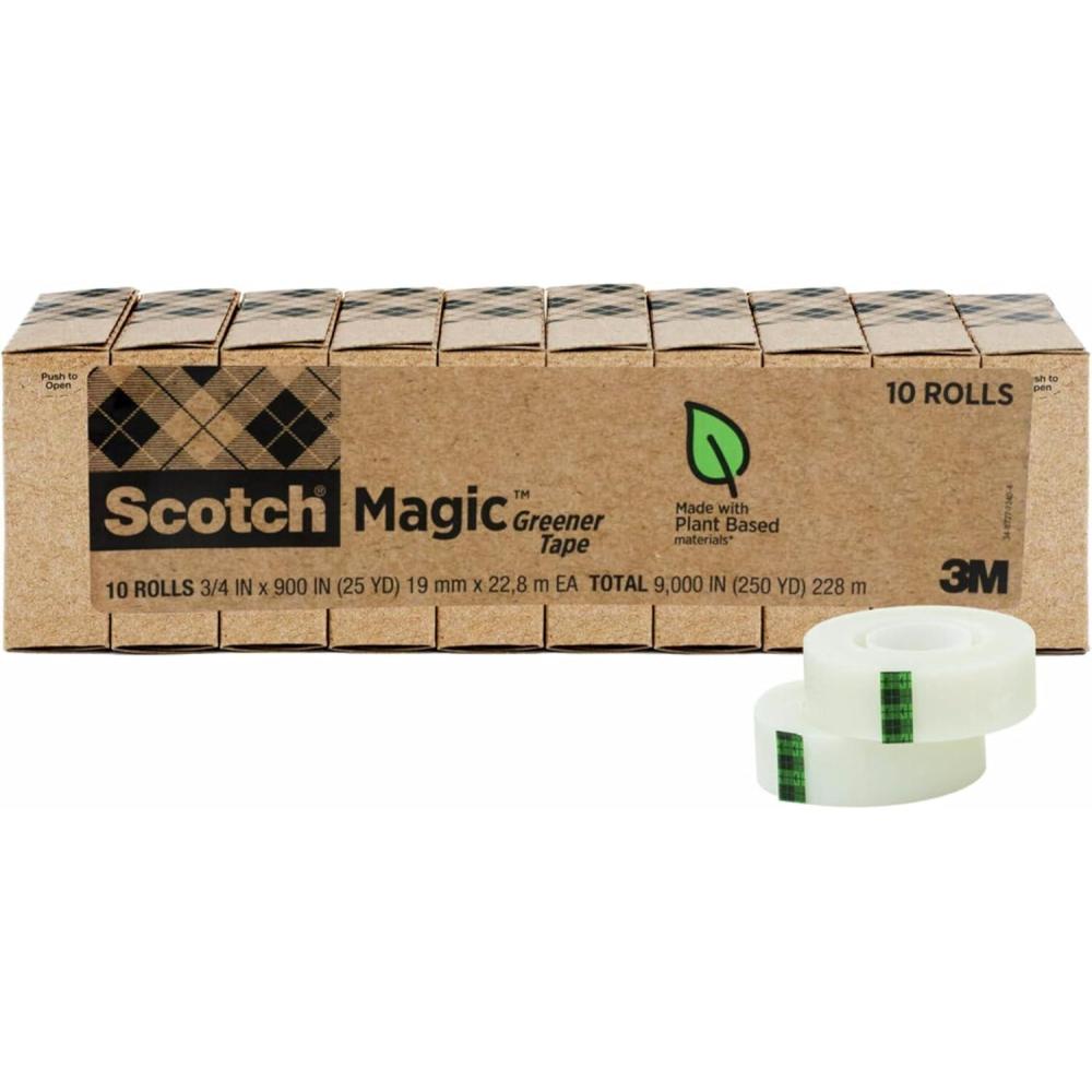 imageScotch Magic Greener Tape 10 Rolls Numerous Applications Invisible Engineered for Repairing 34 x 900 Inches Boxed075 x 900 in