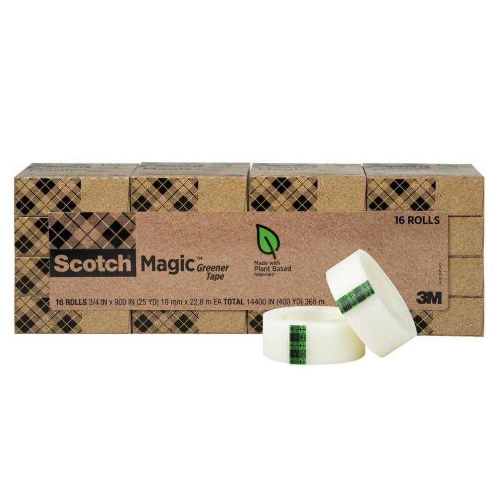 imageScotch Magic Greener Tape 16 Rolls Numerous Applications Invisible Engineered for Repairing 34 x 900 Inches Boxed16 Rolls