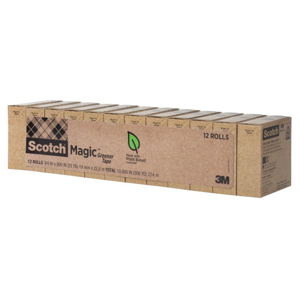 imageScotch Magic Greener Tape 3 Rolls Numerous Applications Invisible Engineered for Repairing 34 x 900 Inches Boxed12 Rolls