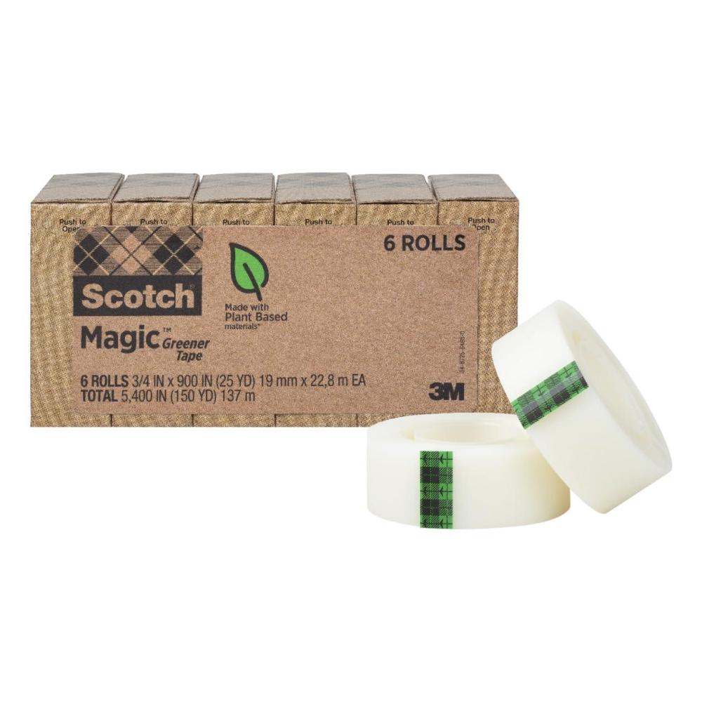 imageScotch Magic Greener Tape 3 Rolls Numerous Applications Invisible Engineered for Repairing 34 x 900 Inches Boxed6 Rolls