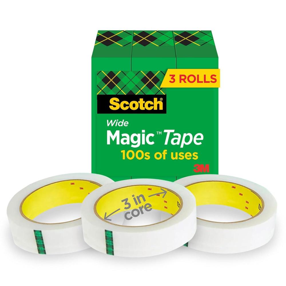 imageScotch Magic Tape 3 Rolls Numerous Applications Invisible Engineered for Repairing 1 x 2592 Inches Boxed1 Inches Width x 2592 Inches Length