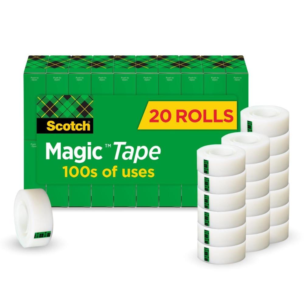 imageScotch Magic Tape Invisible Home Office Supplies and Back to School Supplies for College and Classrooms 20 Rolls20 Rolls