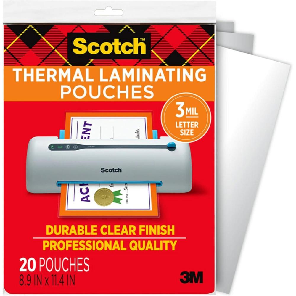 imageScotch Matte Thermal Laminating Pouches Ultra Clear with Matte Finish Letter Size 89 in x 114 in 20Pack20Pack