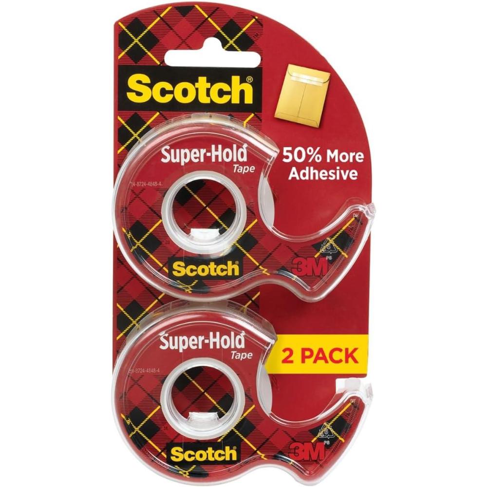 imageScotch SuperHold Tape 2 Rolls Transparent Finish 50 More Adhesive Trusted Favorite 34 x 600 Inches Dispensered 198DM2Tape