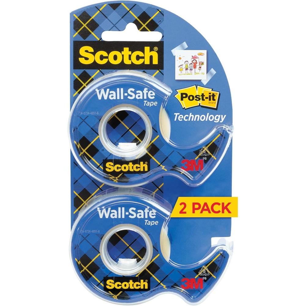 imageScotch WallSafe Tape 1 Dispenser Roll Clear Removable Wall Tape with Matte Finish for Hanging Photos Art and Dcor 34 in x 650 in2 Rolls