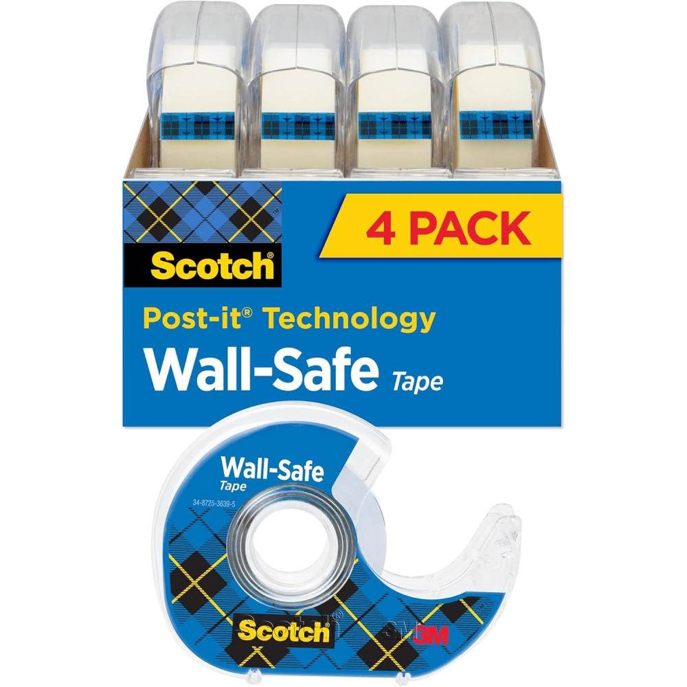 imageScotch WallSafe Tape 1 Dispenser Roll Clear Removable Wall Tape with Matte Finish for Hanging Photos Art and Dcor 34 in x 650 in4 Rolls