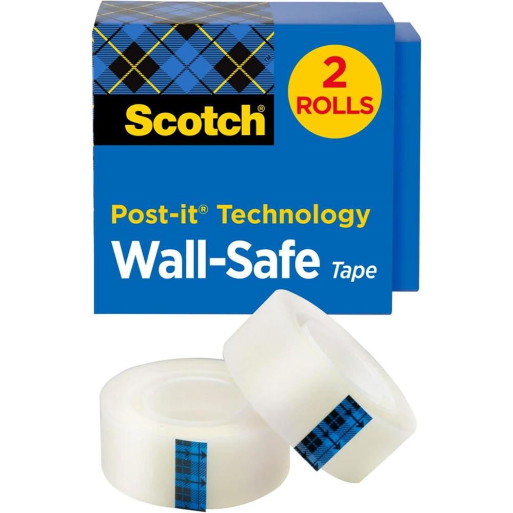 imageScotch WallSafe Tape 2 Rolls Sticks Securely Removes Cleanly Invisible Designed for Displaying Photo Safe 34 in x 800 in 813S22 Packs