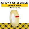 Scotch Double Sided Tape, 1/2 in x 500 in, Permanent, 2 Boxes/Pack (665-2)(Size: Pack of 1)