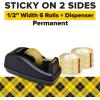 Scotch Double Sided Tape with Deluxe Desktop Tape Dispenser, 1/2 in x 900 in, 1 Dispenser and 6 Refill Rolls/Pack (665-6PKC40)(1/2 x 900 in)