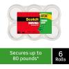 Scotch Tough Grip Moving Packing Tape, Clear, Moving Tape That Secures Boxes up to 80 Pounds, 1.88 in. x 38.2 yd., 3 Tape Rolls(6 Rolls)