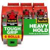 Scotch Tough Grip Moving Packing Tape, Clear, Moving Tape That Secures Boxes up to 80 Pounds, 1.88 in. x 22.2 yd., 6 Tape Rolls with Dispensers(Tape)