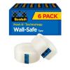 Scotch Wall-Safe Tape, 6 Rolls, Sticks Securely, Removes Cleanly, Invisible, Designed for Displaying, Photo Safe, 3/4 in x 800 in (813S6)