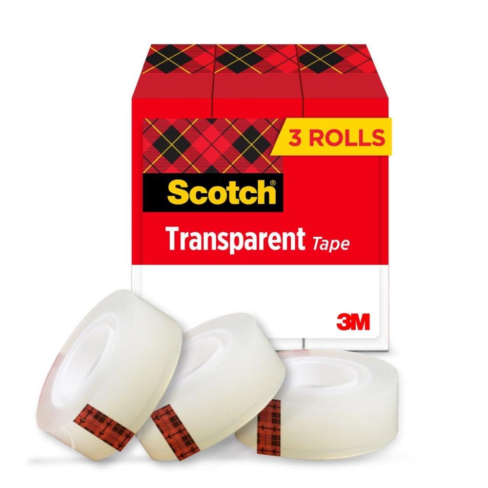 imageScotch Transparent Tape Clear Tape Engineered for Office and Home Use 1 Inch Core 34 in x 1000 in 3 Boxes3 Rolls