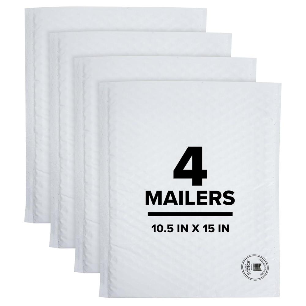 imageScotch Poly Bubble Mailer White Size 5 Large 105 in x 15 in 4 MailersSize 5