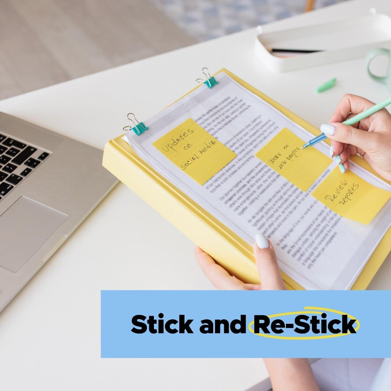 imagePostit 100 Recycled Paper Super Sticky Notes 2X The Sticking Power 3x3 in 12 PadsPack 70 SheetsPad Canary Yellow 654R12SSCYCanary Yellow