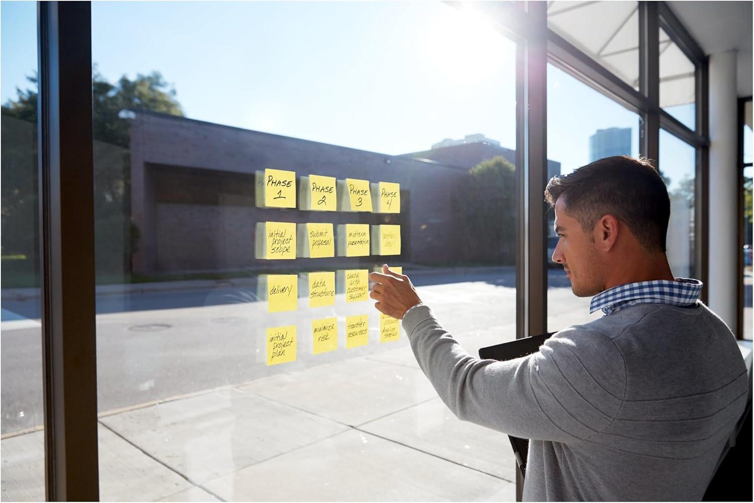 imagePostit 100 Recycled Paper Super Sticky Notes 2X The Sticking Power 3x3 in 12 PadsPack 70 SheetsPad Canary Yellow 654R12SSCYCanary Yellow