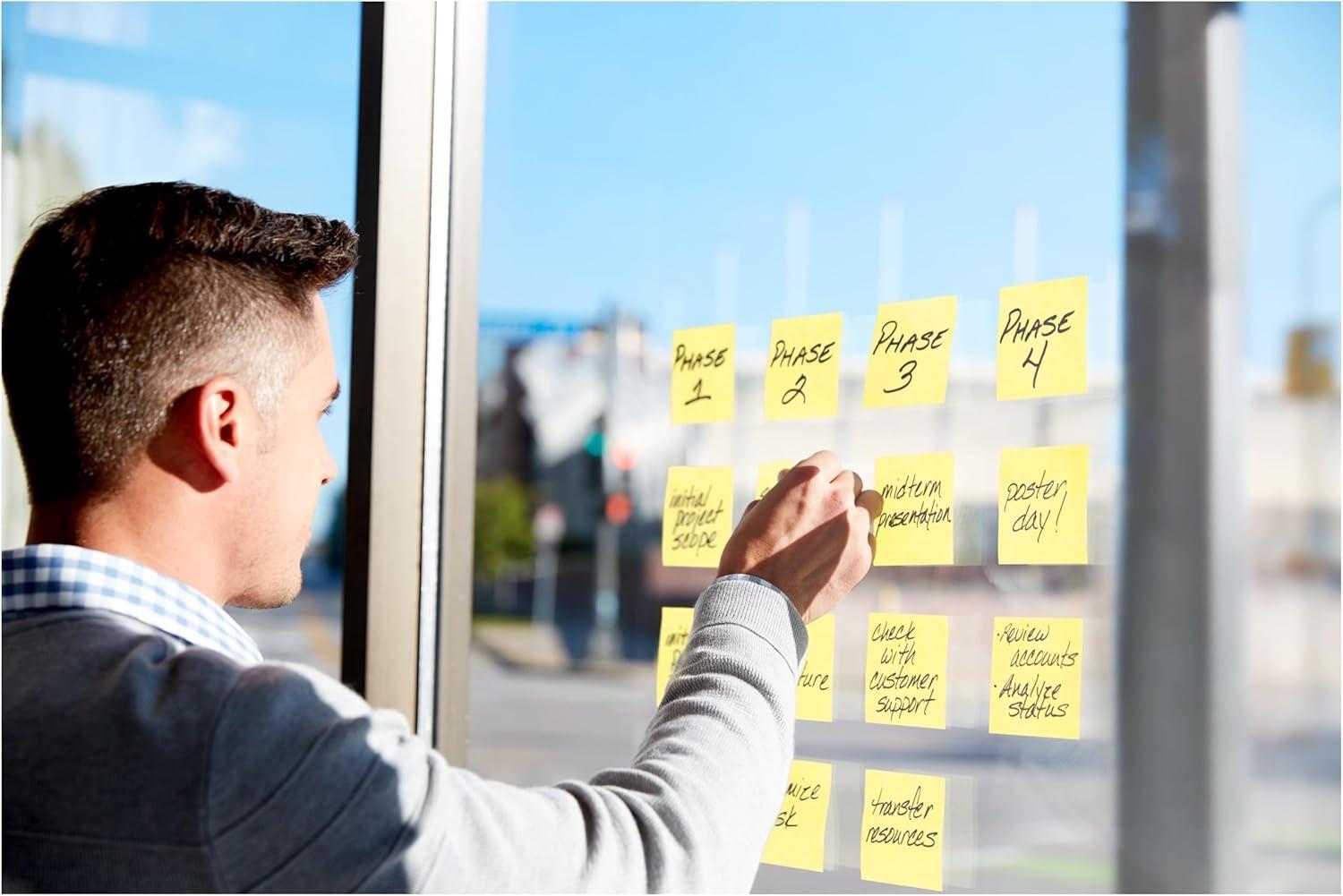 imagePostit 100 Recycled Paper Super Sticky Notes 2X The Sticking Power 3x3 in 12 PadsPack 70 SheetsPad Canary Yellow 654R12SSCYCanary Yellow